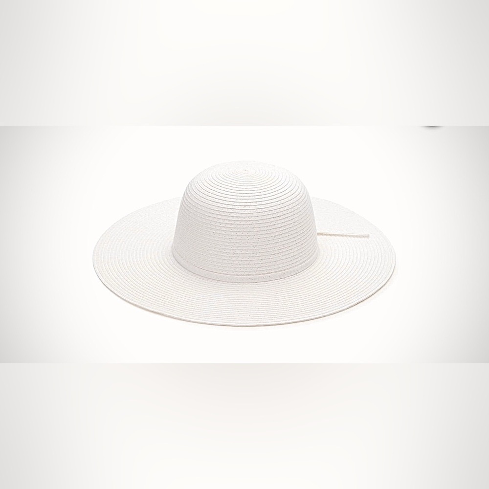 White faux straw‎ packable adjustable band wide brim floppy hat new